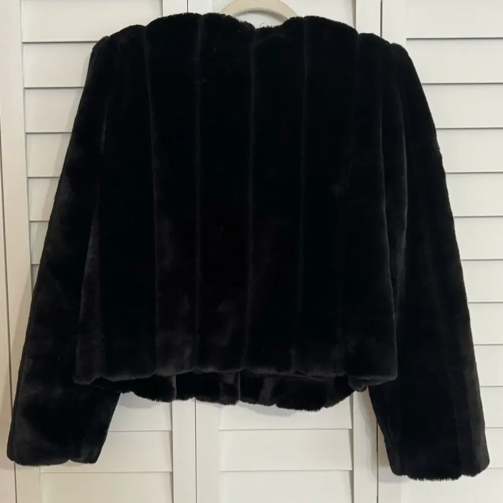 NWT - Michael Kors - Faux Fur Open Front Cropped Jacket Size XL